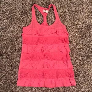 pink tiered Abercrombie tank top
